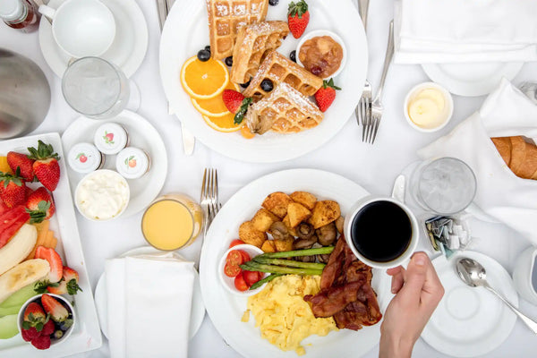 Breakfast spread.