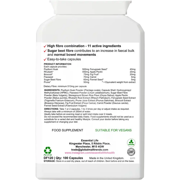 Supplement bottle with ingredient information.