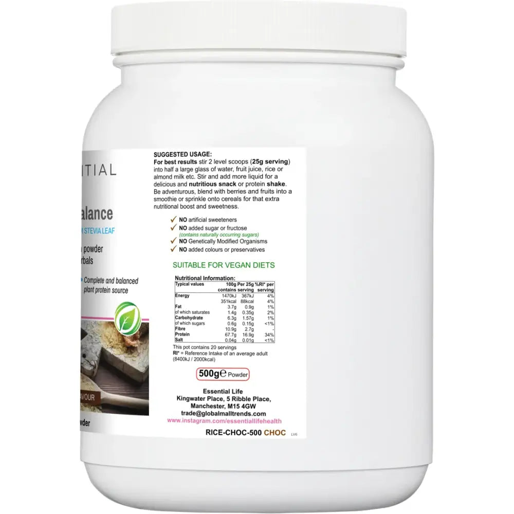 Essential Life Rice Pro Balance - Plant Protein - Meal Shakes