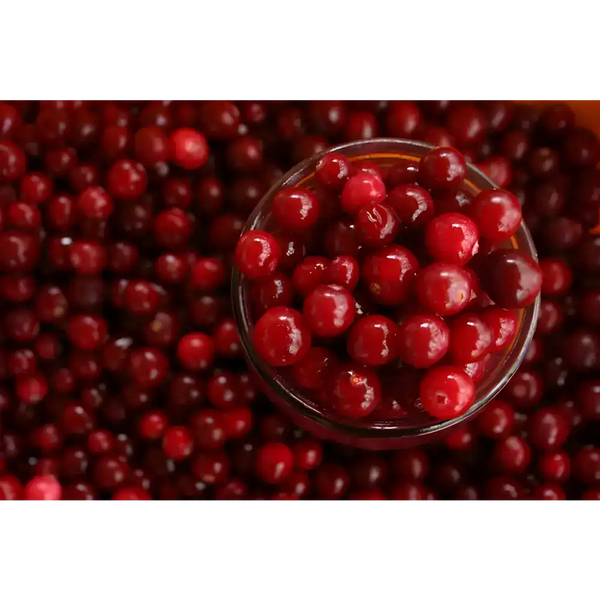 Shiny red cranberries.